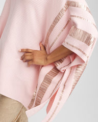 Blushed Sequin Striped Sweater Poncho