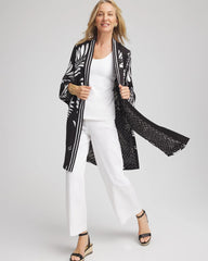 Black Tie-Front Long Kimono