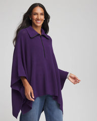 Purple Elixir Rhinestone Zip-Collar Sweater Poncho