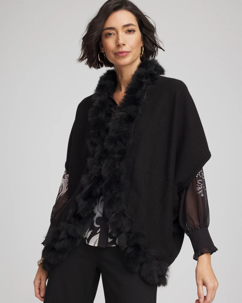 Black Faux Fur Cocoon