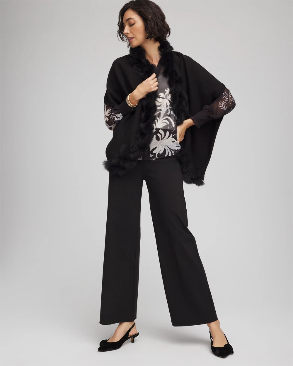 Black Faux Fur Cocoon