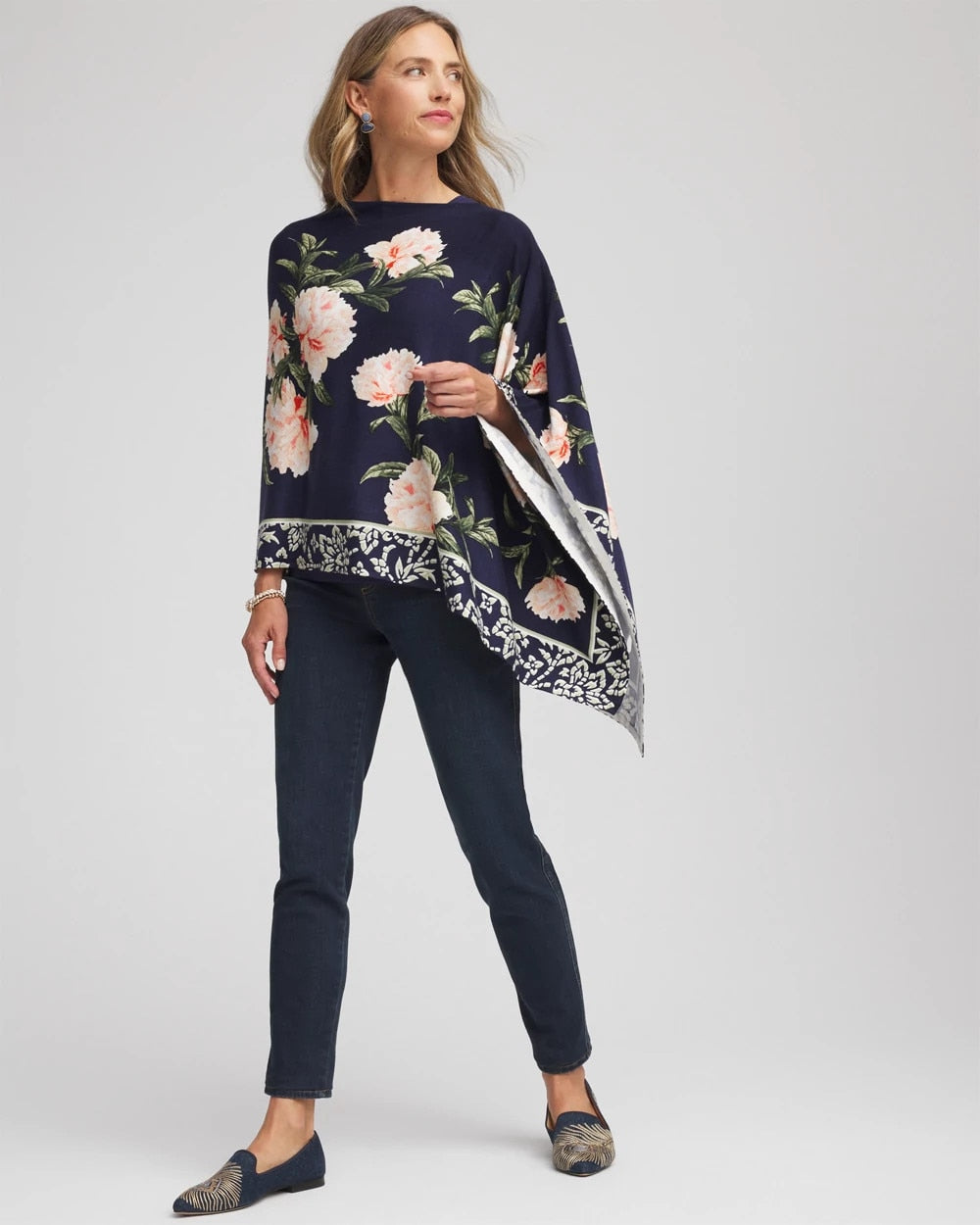 Passport Blue Asymmetrical Convertible Sweater Poncho