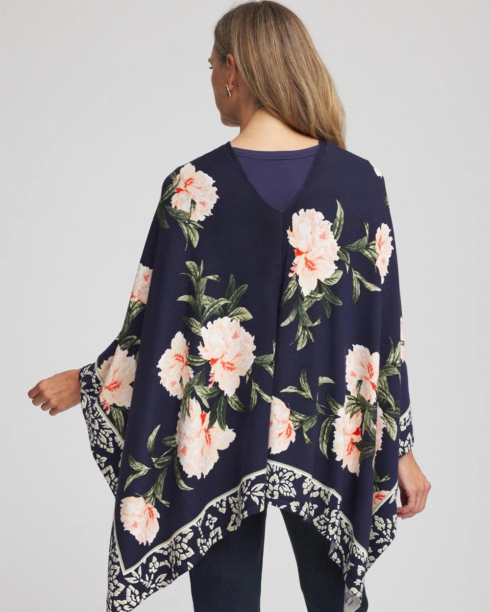 Passport Blue Asymmetrical Convertible Sweater Poncho