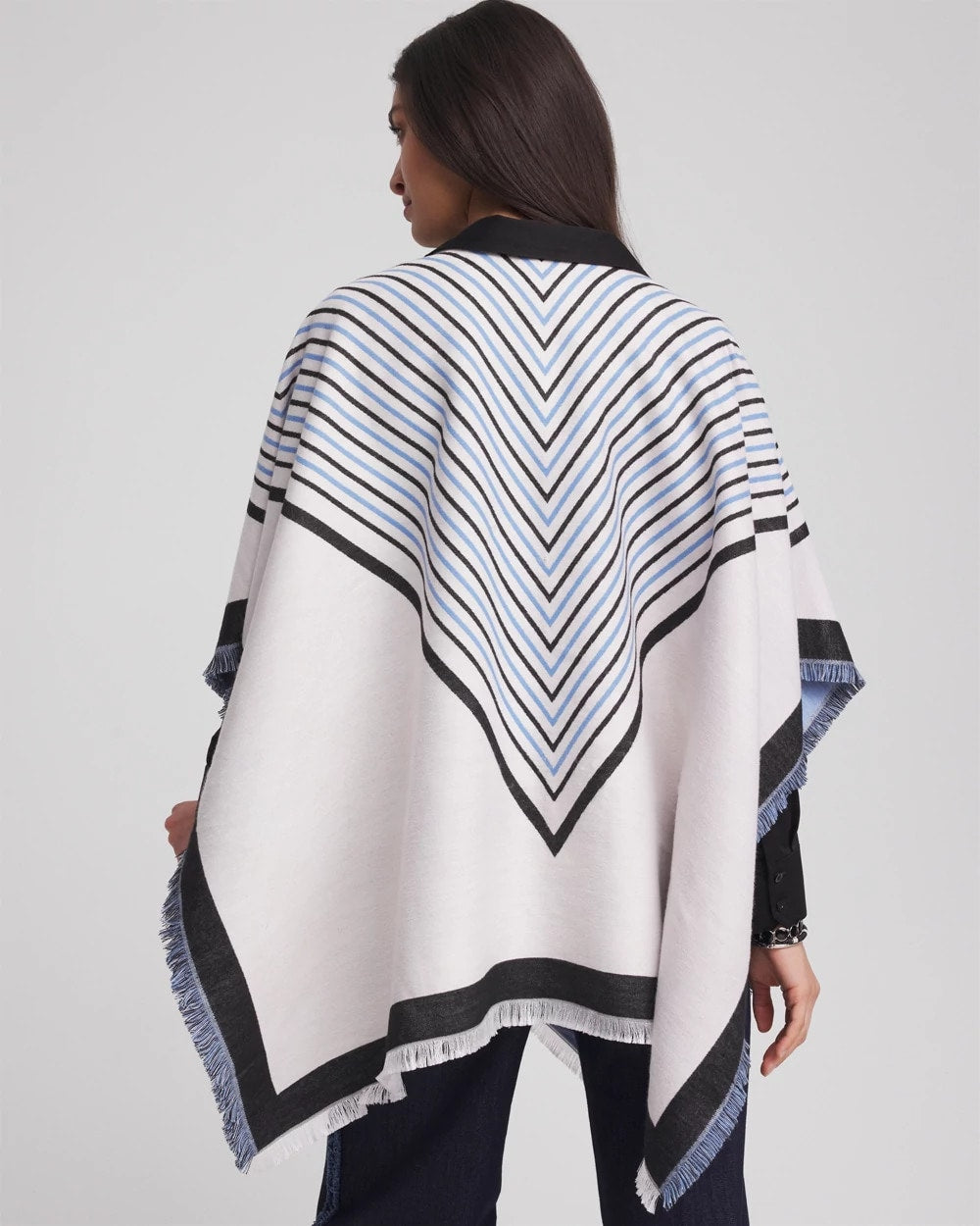 Passport Blue Woven Reversible Ruana