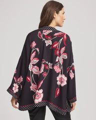 Black Short Floral Kimono