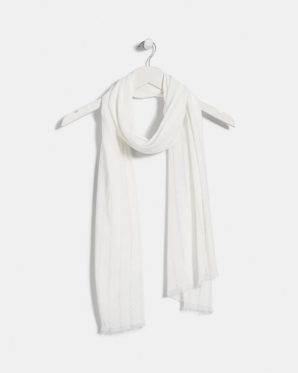 White Lurex Oblong Scarf