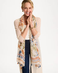 Olive Sea Life Tassel Oblong Scarf