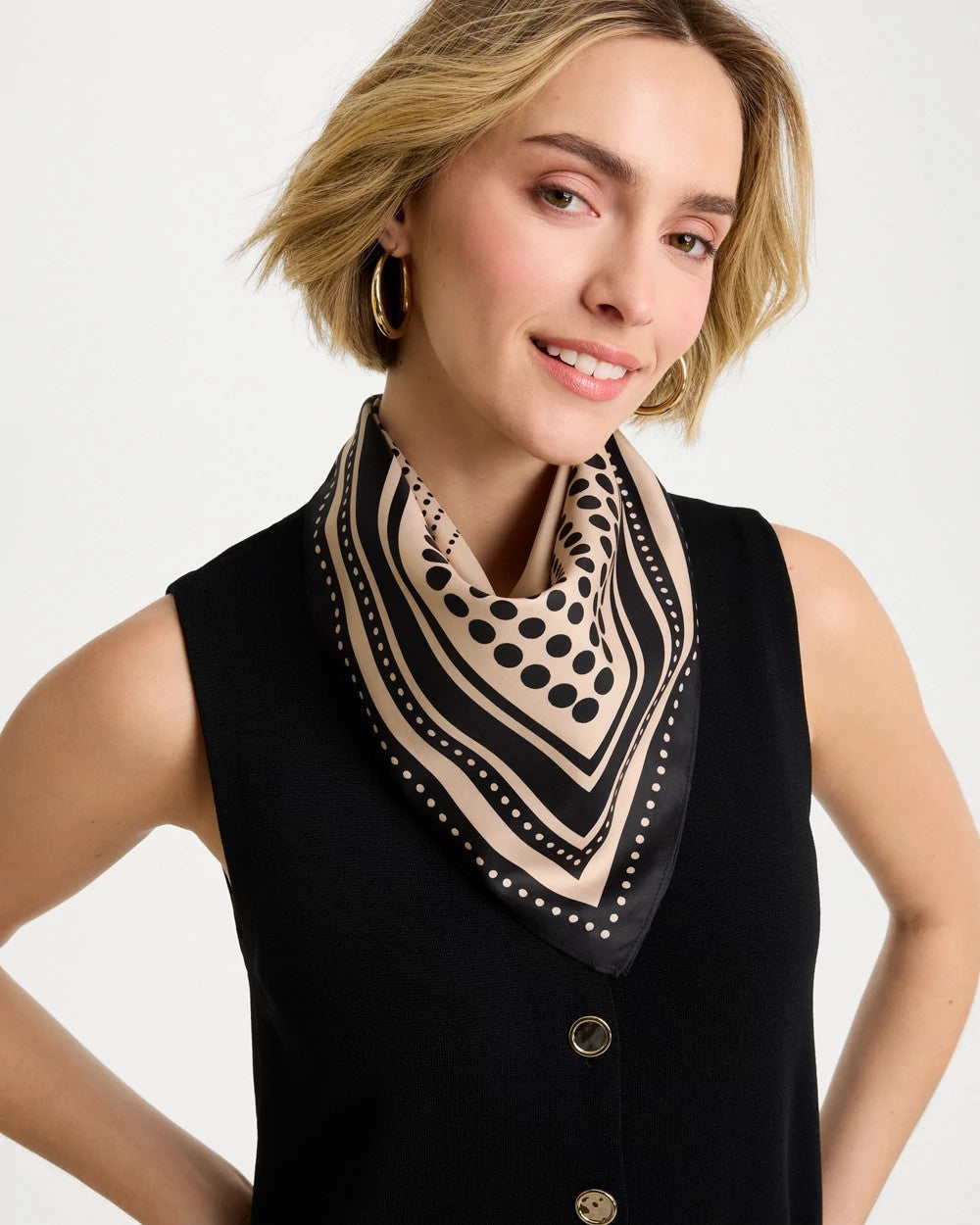Black Polka Dot Square Scarf
