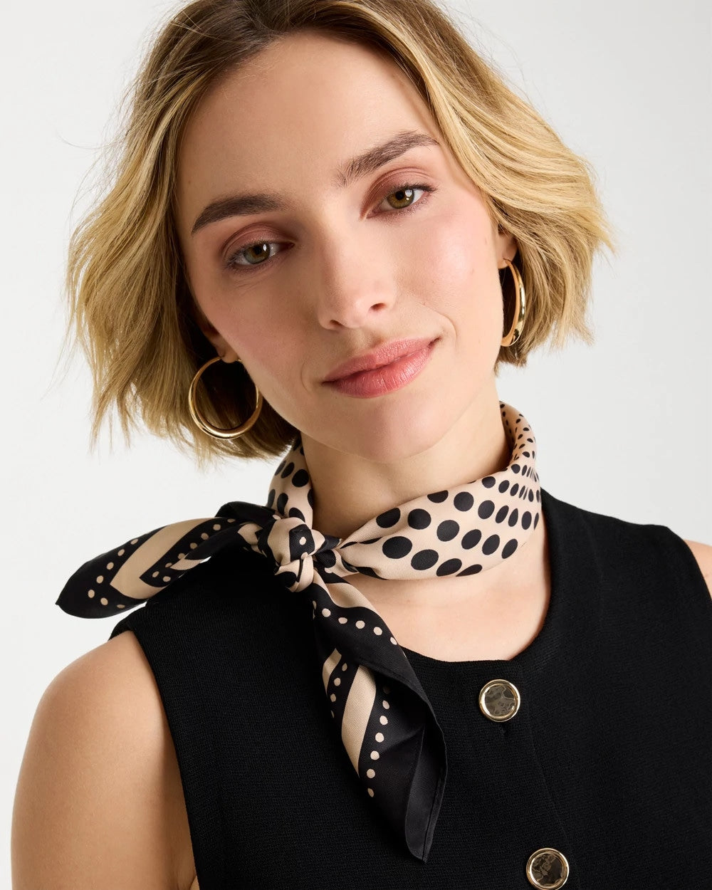 Black Polka Dot Square Scarf