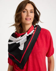 Black Polka Dot Floral Square Scarf