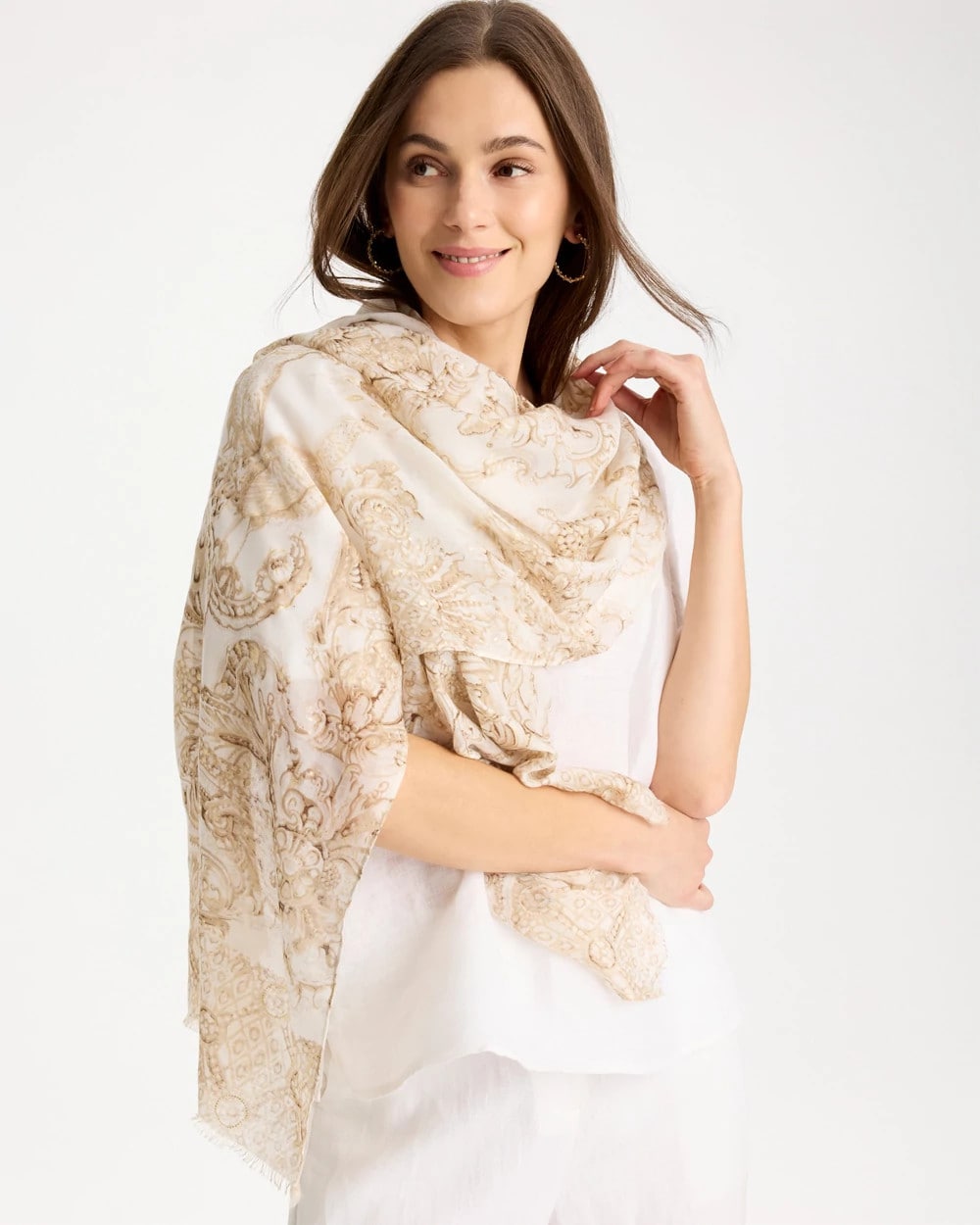 Neutral Foiled Oblong Scarf