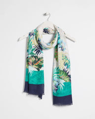 Topanga Green Printed Oblong Scarf