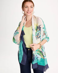 Topanga Green Printed Oblong Scarf