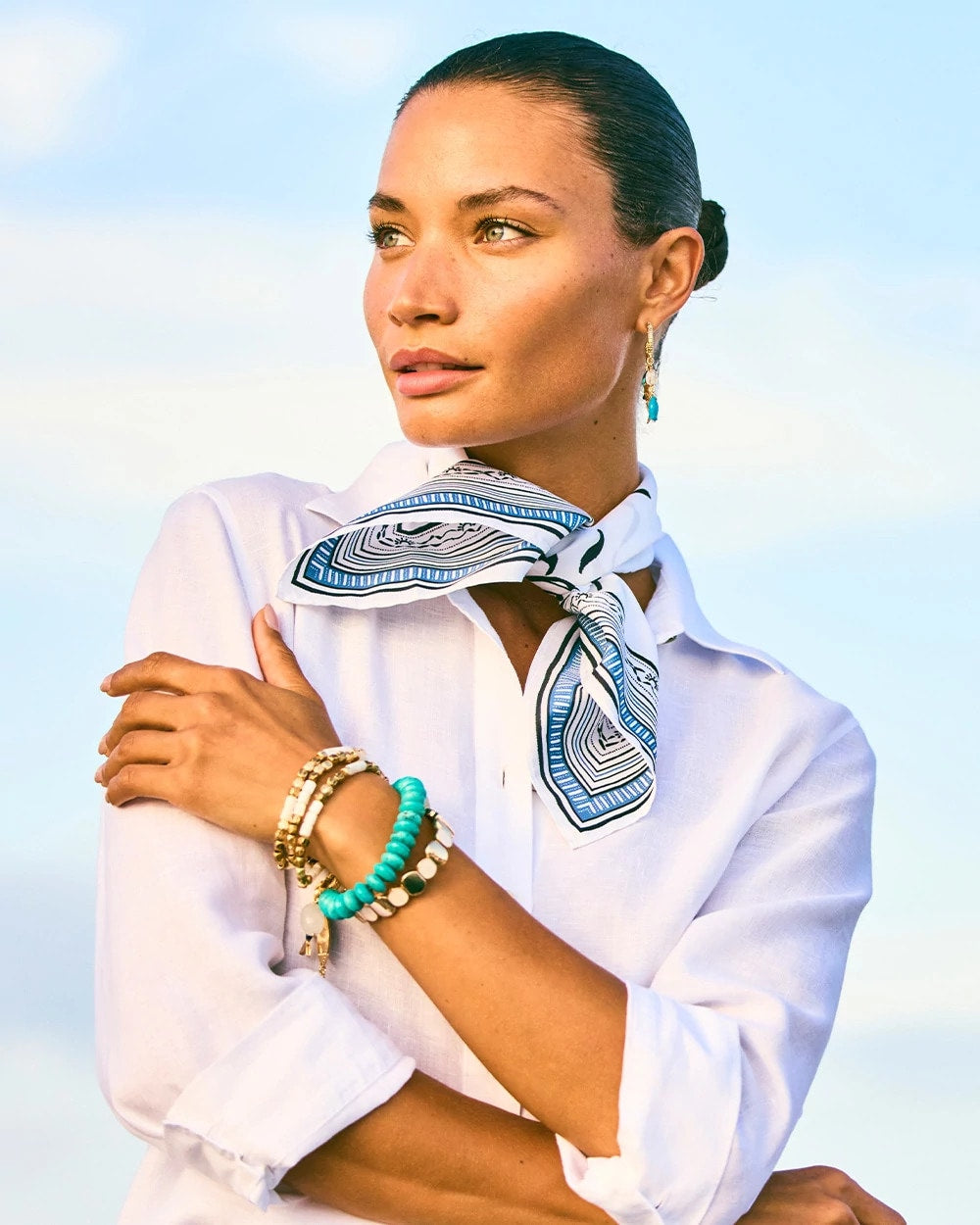Passport Blue Beach Square Scarf