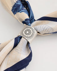 Silver Medallion Motif Scarf Ring
