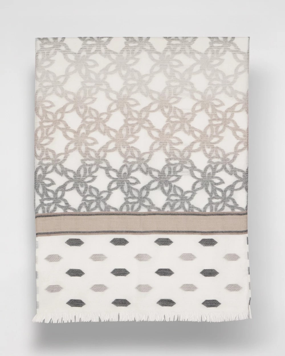 Neutral Neutral Paisley Polka Dot Oblong Scarf