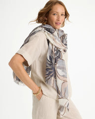 Neutral Foiled Floral Oblong Scarf
