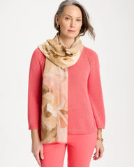 Neutral Neutral Floral Oblong Scarf