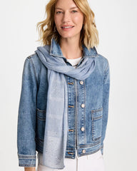 Blue Lurex Trim Oblong Scarf