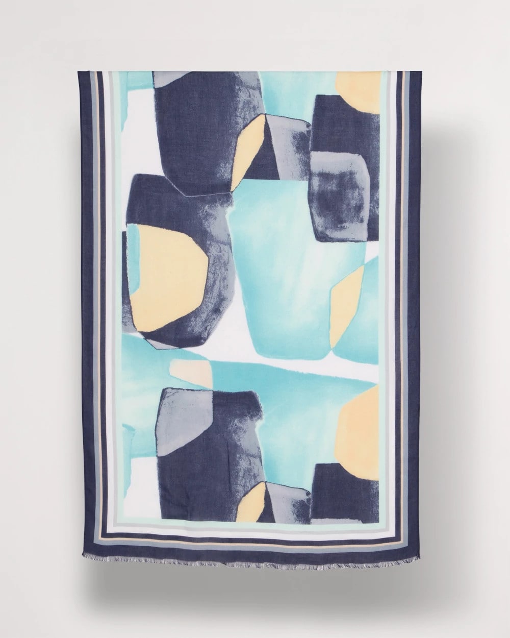 Passport Blue Artisanal Patch Oblong Scarf