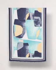 Passport Blue Artisanal Patch Oblong Scarf