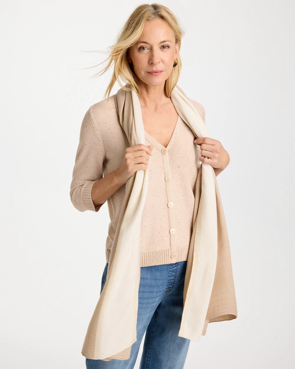 Neutral Ombre Pleated Oblong Scarf