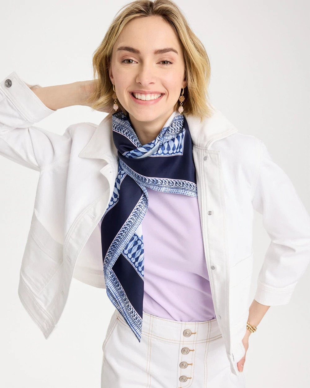 Amparo Blue Ellie Sprigs Square Scarf