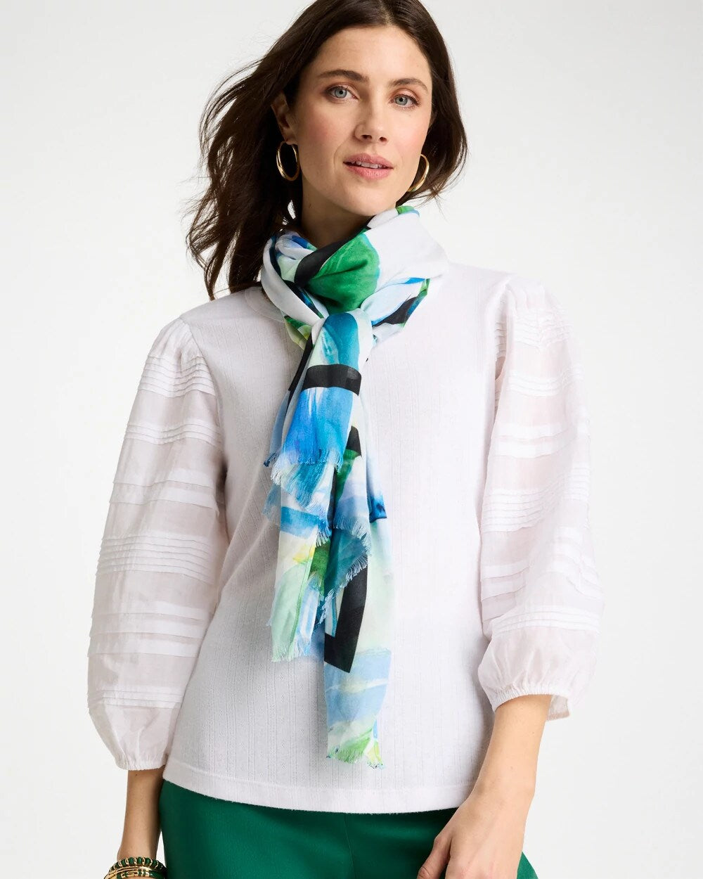 Amparo Blue Blooming Brush Oblong Scarf