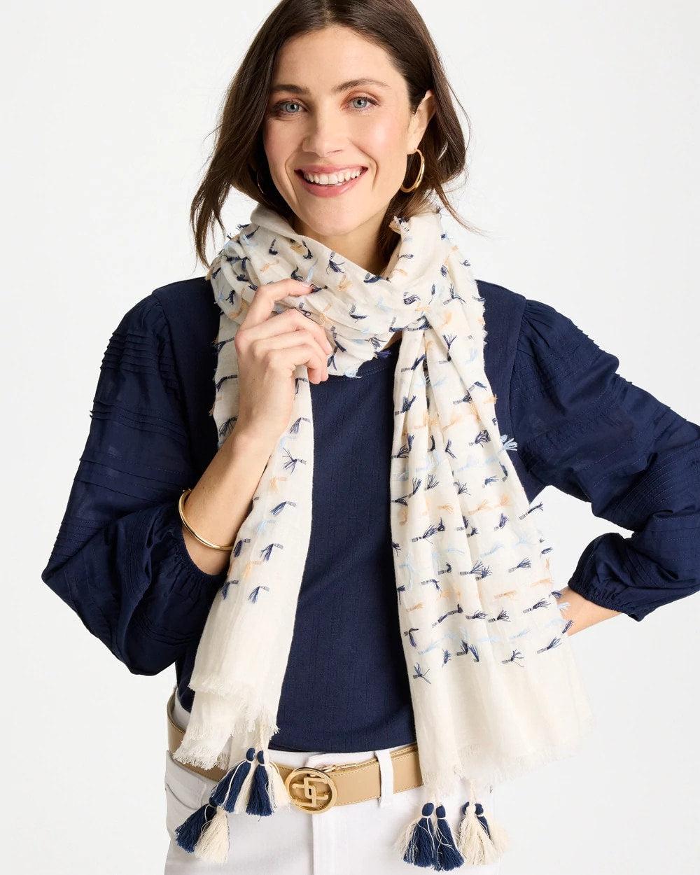 Multi Fringe Oblong Scarf