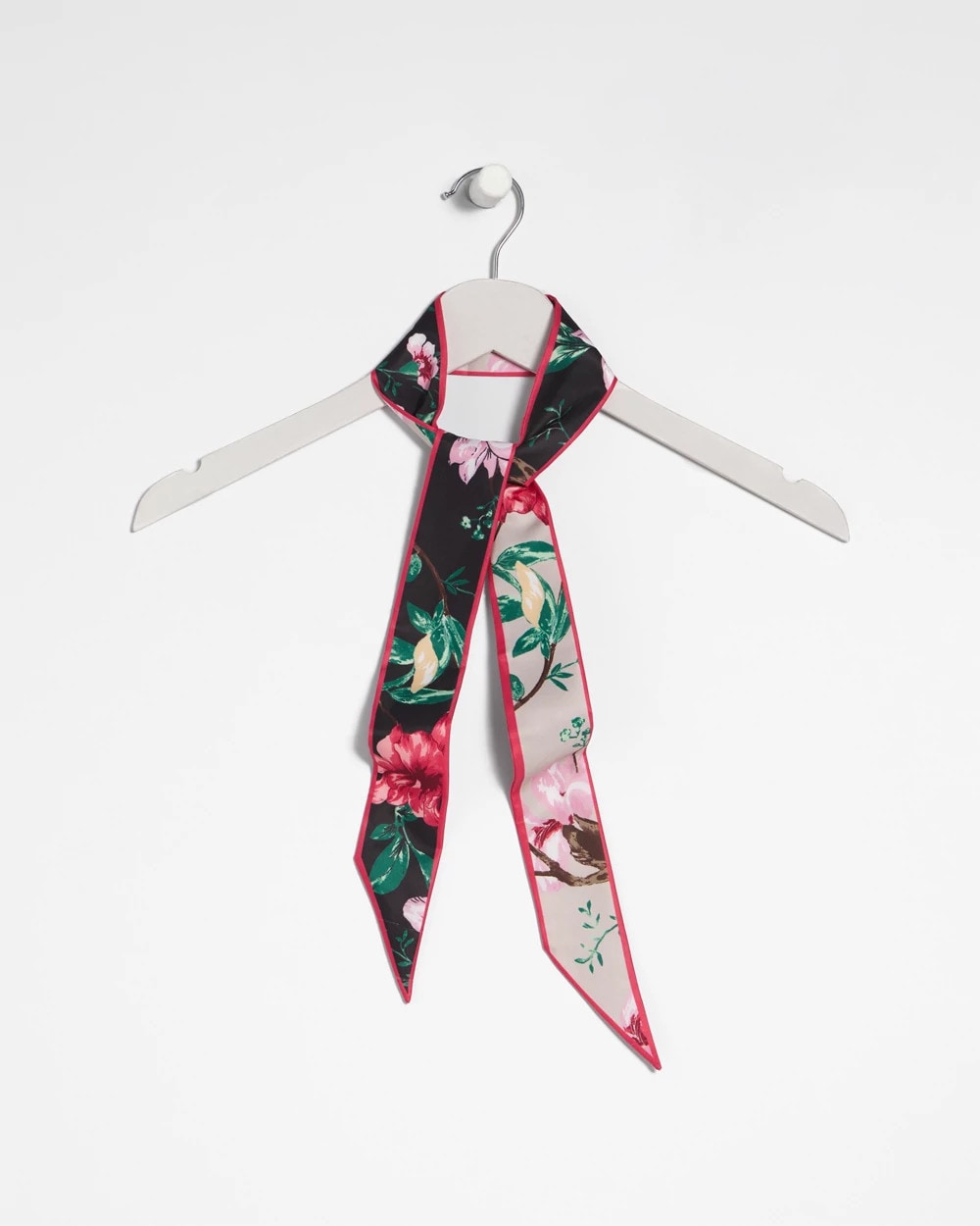 Black Kyoto Bloom Skinny Scarf