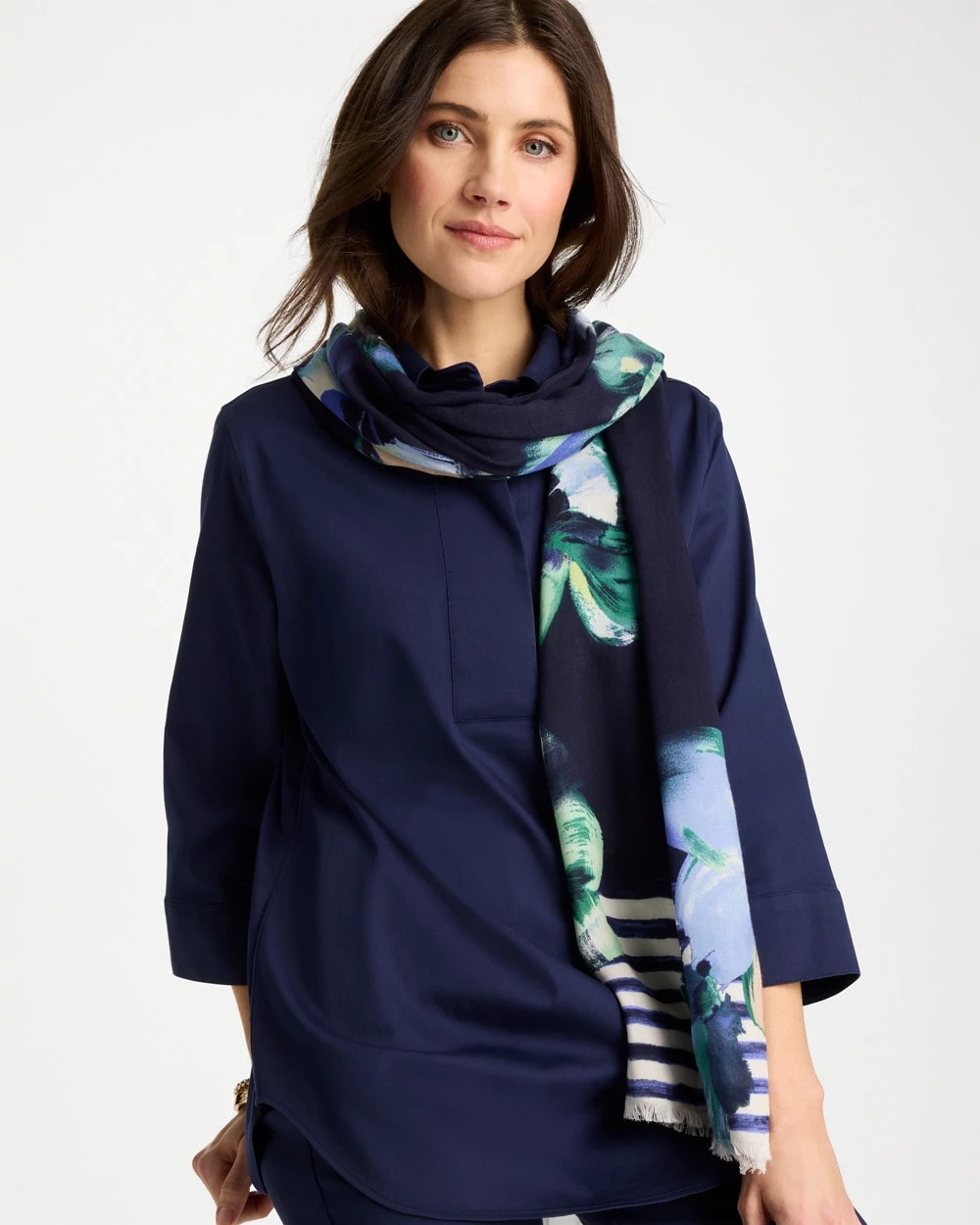 Passport Blue Printed Oblong Scarf