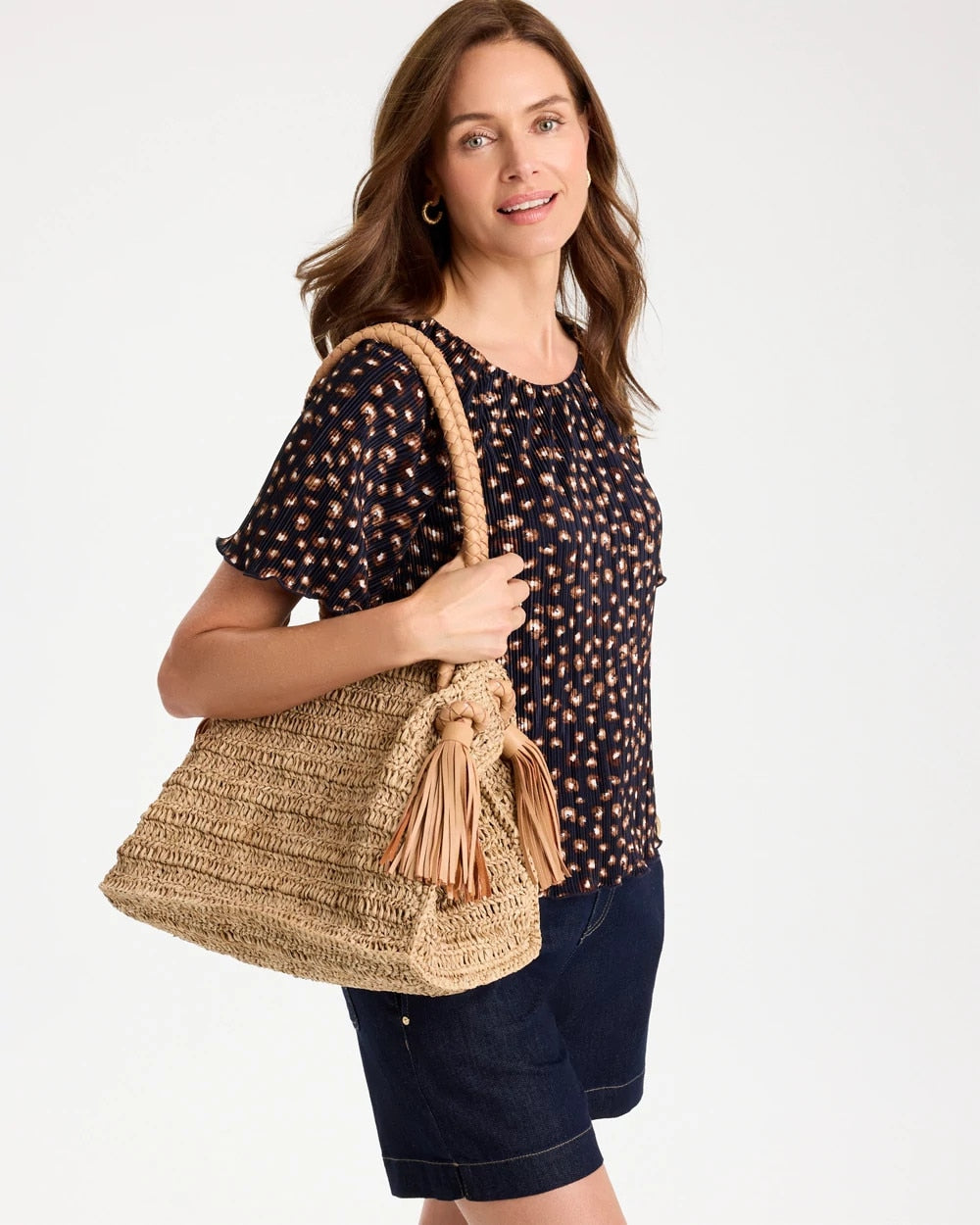 Natural Chico's x Romi Boho 4-Tassel Tote
