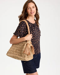 Natural Chico's x Romi Boho 4-Tassel Tote