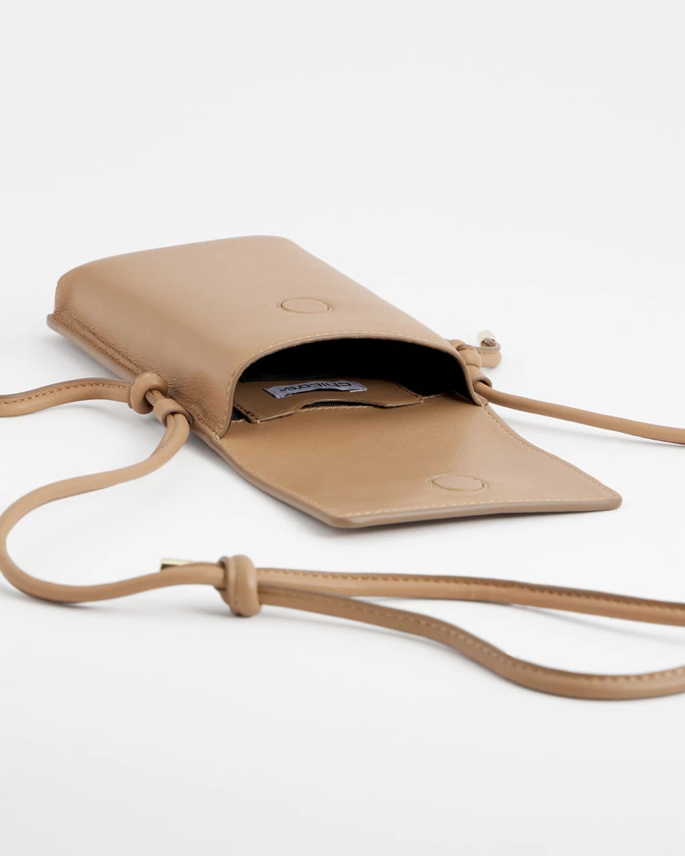Neutral Leather Cross Body Phone Holder Bag