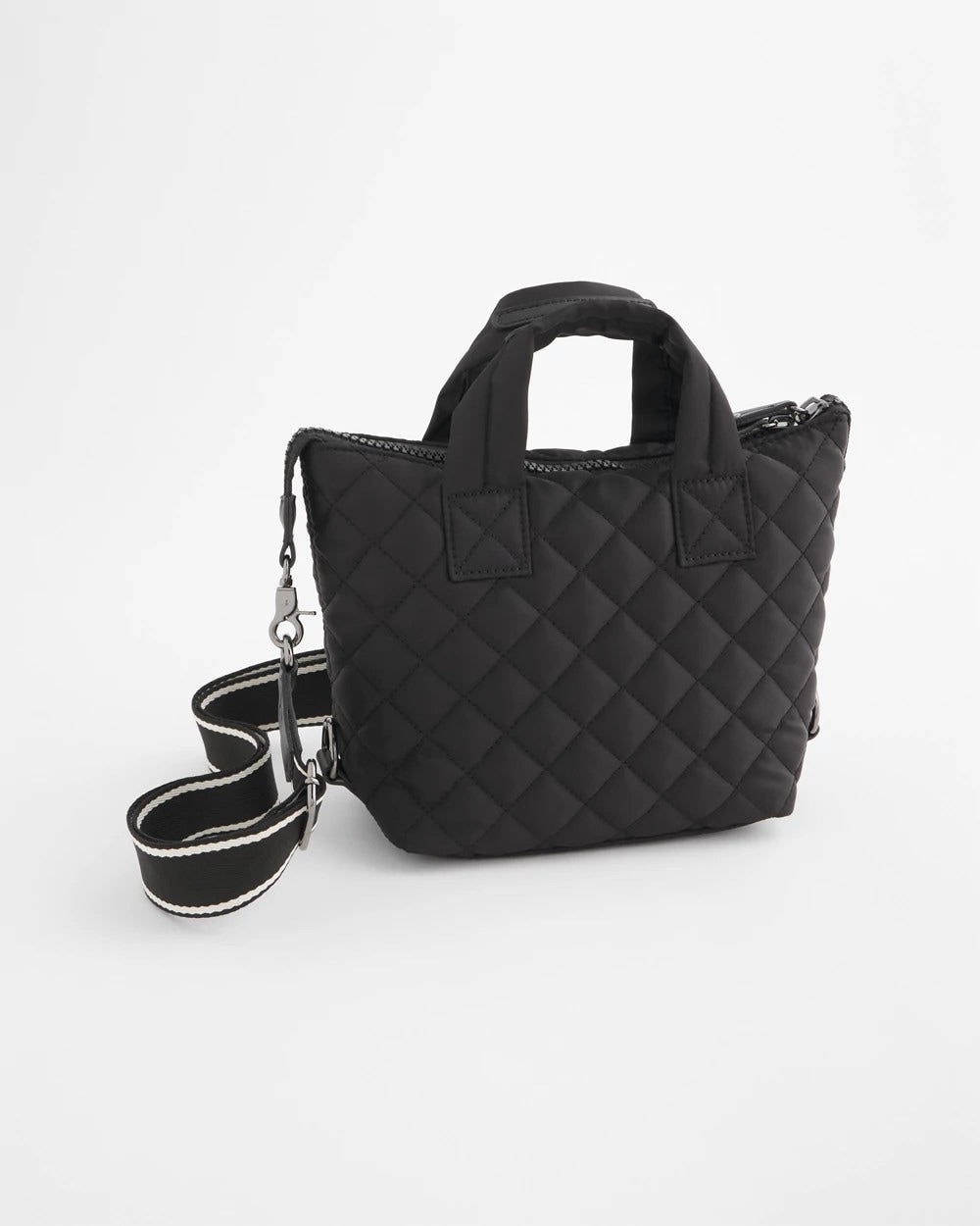 Black Quilted Cross Body Sport Tote Bag
