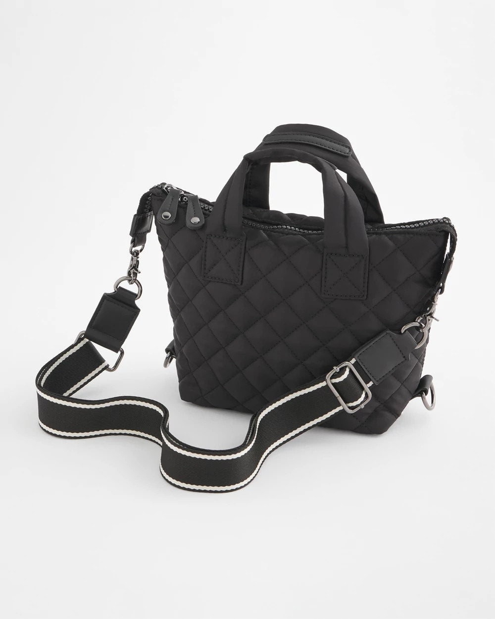 Black Quilted Cross Body Sport Tote Bag