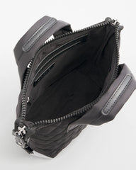 Black Quilted Cross Body Sport Tote Bag