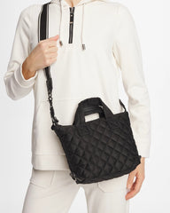 Black Quilted Cross Body Sport Tote Bag