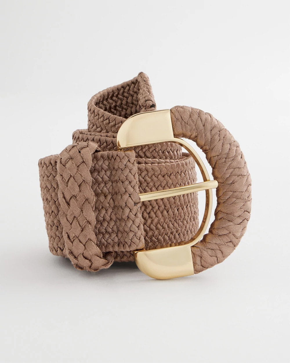 Taupe Satin Stretch Metal Belt