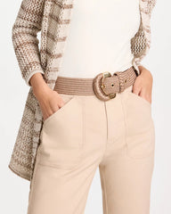 Taupe Satin Stretch Metal Belt