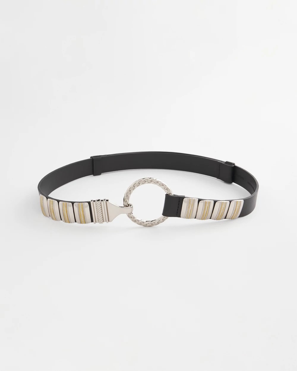 Black Mixed Metal Clasp Belt