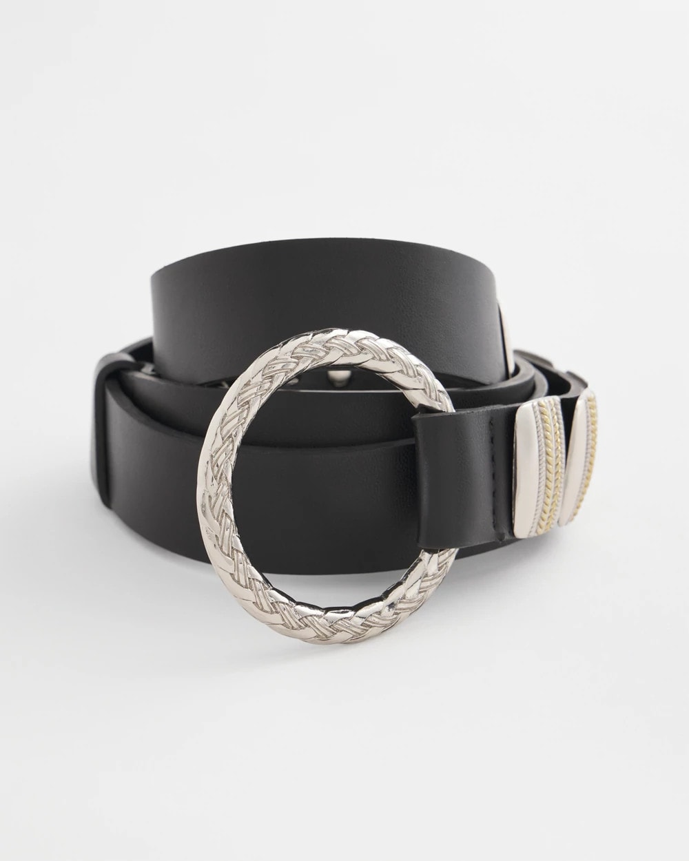 Black Mixed Metal Clasp Belt