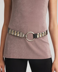 Black Mixed Metal Clasp Belt