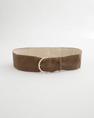 Topaz Smoke Suede Pull Through Sash Belt
