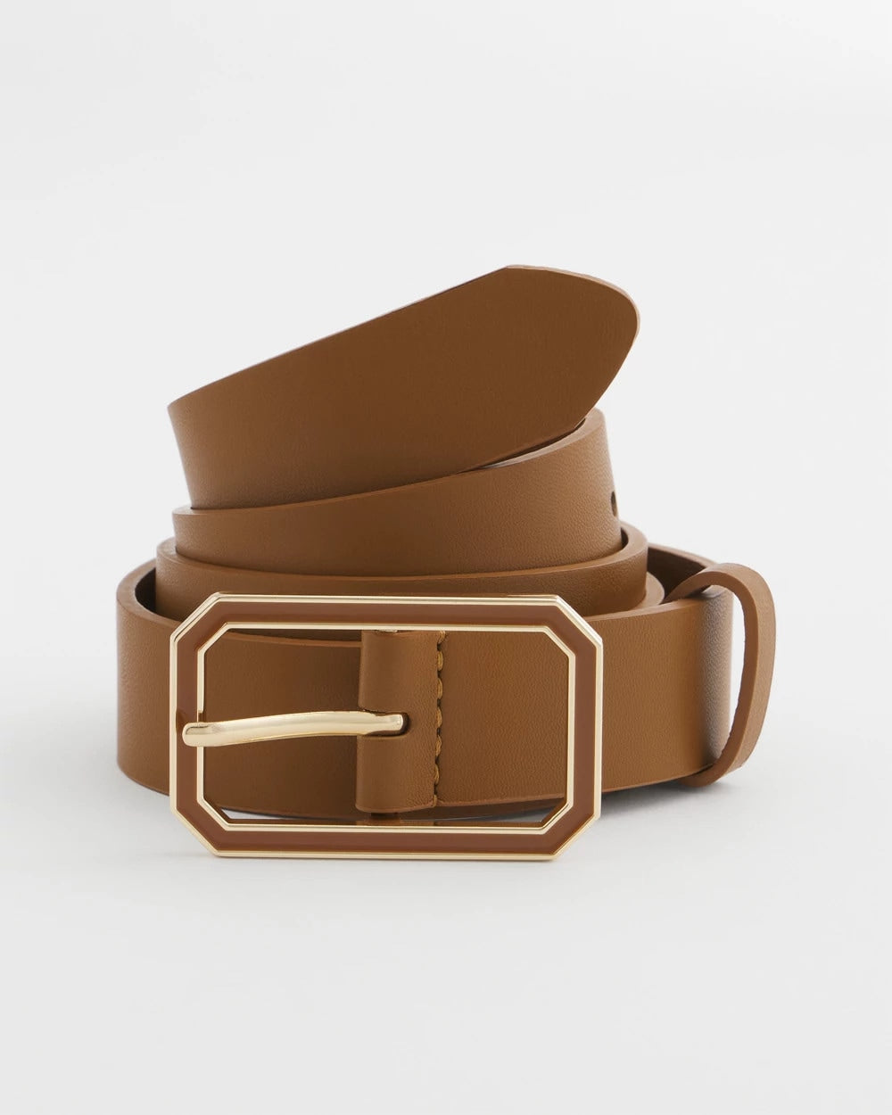 Brown Cognac Enamel Buckle Trouser Belt