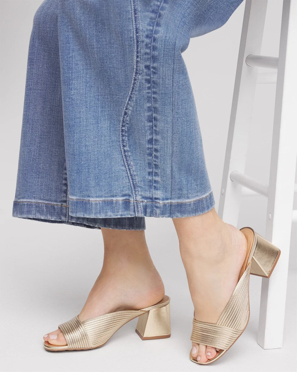 Gold Vinia Metallic Rope Block Heels