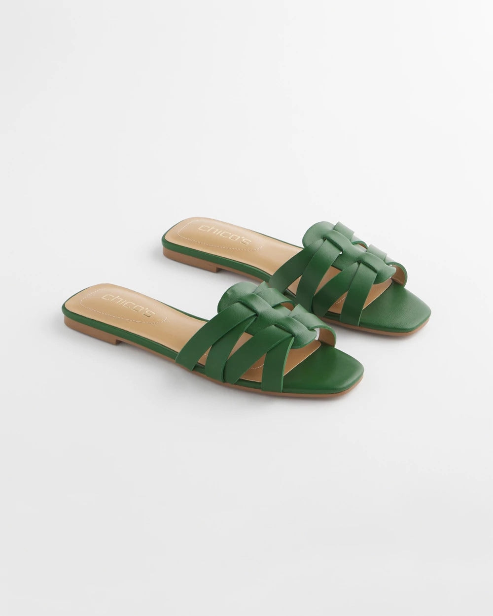 Green Cassidy Cross-Strap Slide Sandals