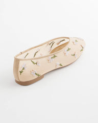Natural Orchid Embroidered Ballet Flats