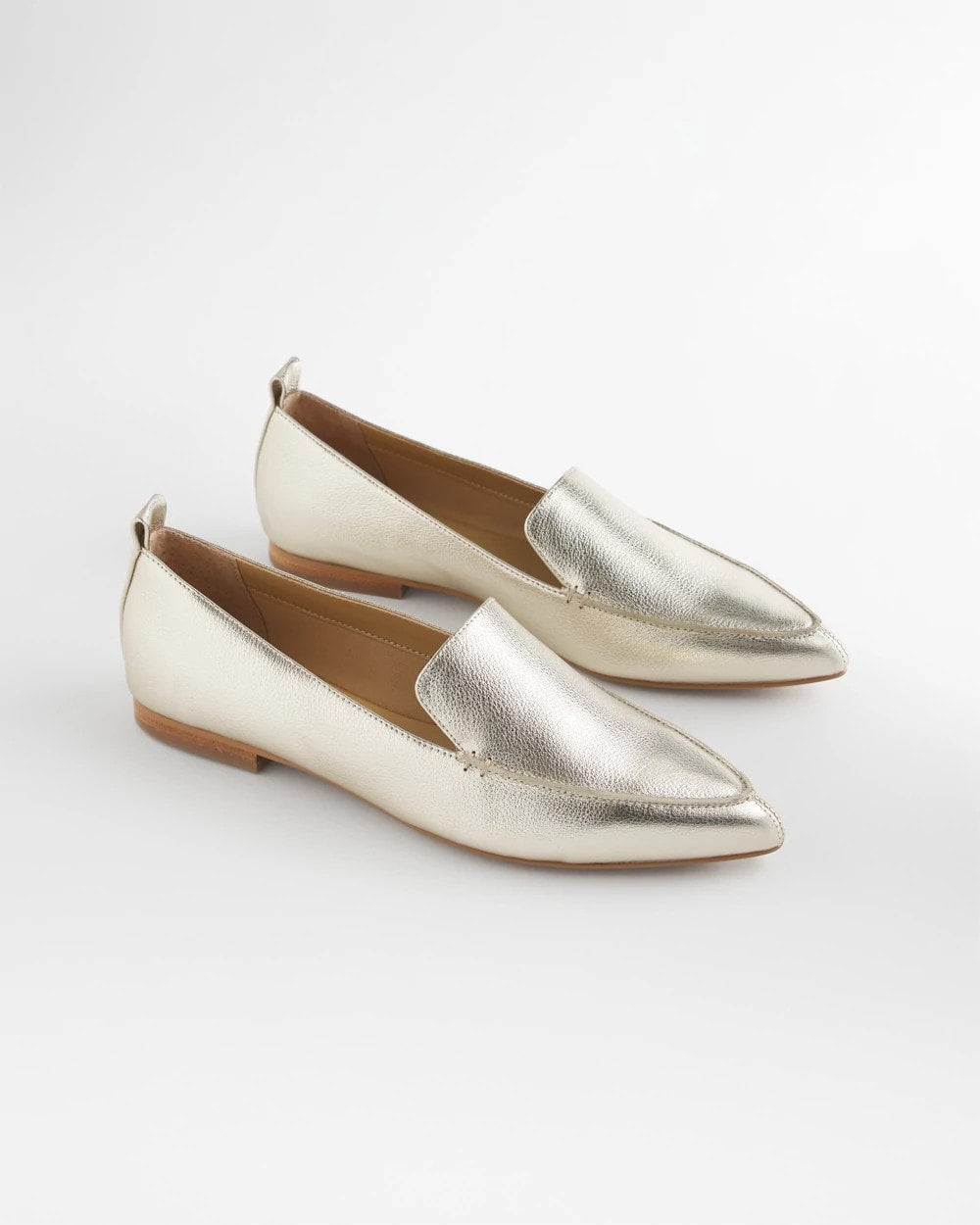 Gold Gold Metallic Leather Loafer