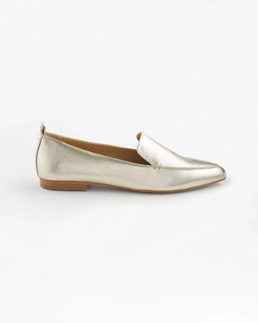 Gold Gold Metallic Leather Loafer
